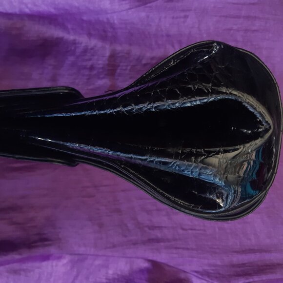 Vintage Faux Alligator Patent Black Evening Bag Purse Made in Italy - Picture 13 of 16